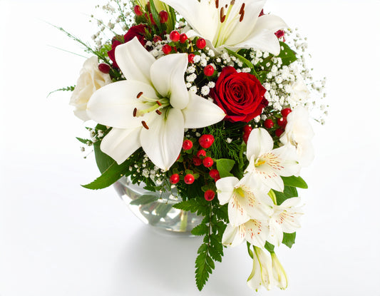 ROSE, LILY & ORCHID WEDDING CENTREPIECE