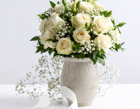 WHITE ROSES WEDDING ARRANGEMENT